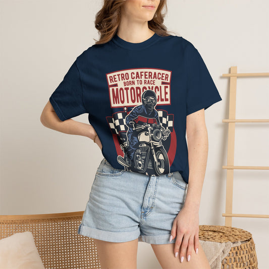 Retro Caferacer Vintage King Of The Road Classic Tee Bike Speed Racing Enthusiast Unisex Heavy Cotton T-Shirt