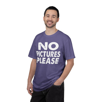 No Picture Please Photogenic Tee No Flash Camera-Shy Personal Space Unisex Heavy Cotton T-Shirt
