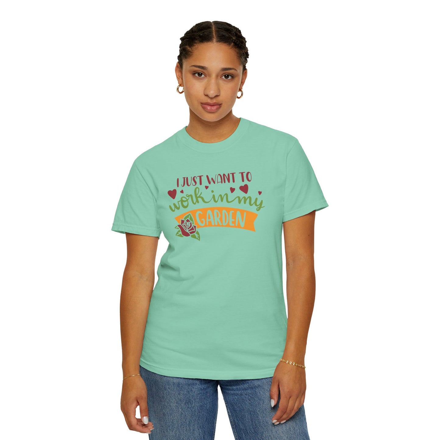 I Just Want To Work In My Garden Plant Enthusiasts Flower Lovers Tee Green Therapy Gardener Leafy Love Unisex Heavy Cotton T-Shirt