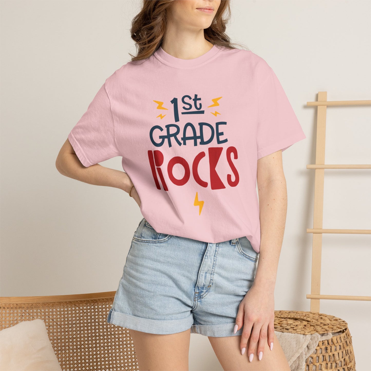 Funny 1st Grade Romeo Learning Legend Super Scholar Junior Geniuses Science Star Student’s Day Unisex Heavy Cotton T-Shirt