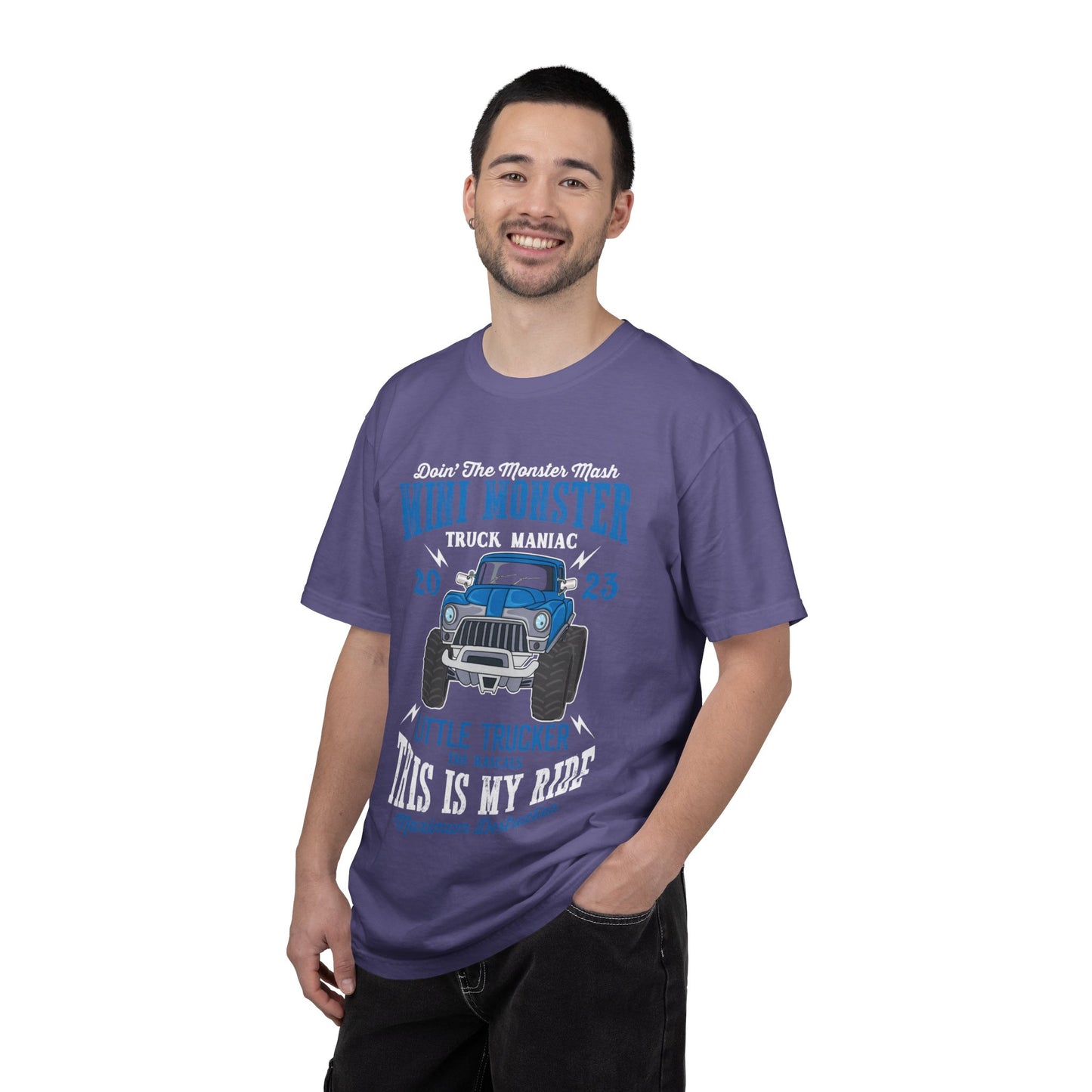 Funny Mini Monster Truck Manic Speed Truck Power Sarcastic Extreme Adventure Four-Wheel Drive Unisex Heavy Cotton T-Shirt