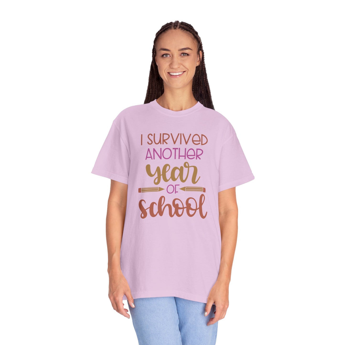 I Survived Another Year Of School Action Goal Setting Achievement Tee Self-Improvement Motivation Unisex Heavy Cotton T-Shirt