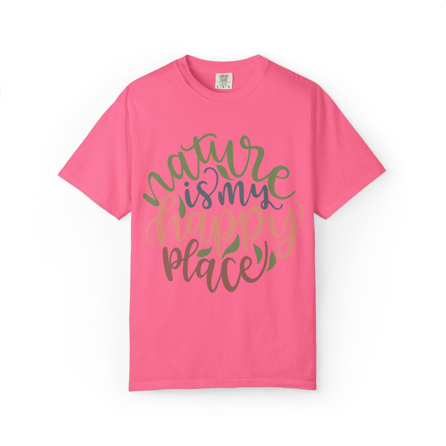 Nature Is My Happy Place Adventure Happiness Trendy Tee Life Journey Fun Memories Paradise Unisex Heavy Cotton T-Shirt