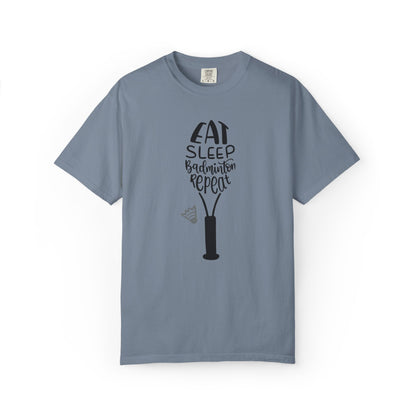 Eat Sleep Badminton Repeat Stay Active Motivation Tee Winning Attitude Sports Dedication Shuttlecock Addiction Unisex Heavy Cotton T-Shirt