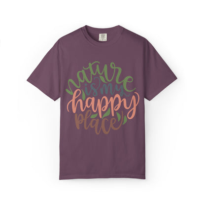 Nature Is My Happy Place Adventure Happiness Trendy Tee Life Journey Fun Memories Paradise Unisex Heavy Cotton T-Shirt