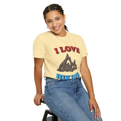 I Love Hiking Trendy Tee Adventure Mountain Hut Belays Ropes Fun Activities Unisex Heavy Cotton T-Shirt