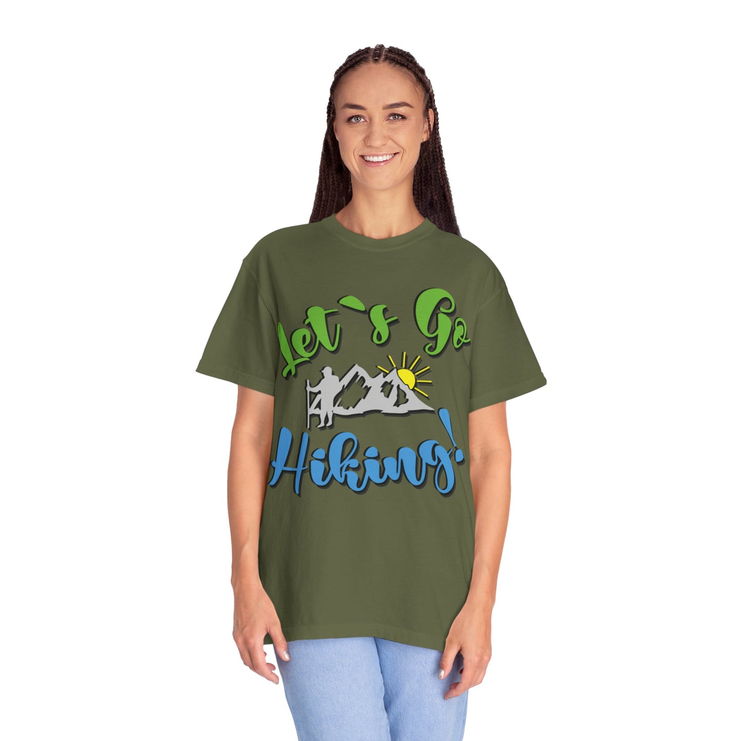Let’s Go Hiking! Trendy Tee Adventure Mountain Hut Fun Activities Unisex Heavy Cotton T-Shirt