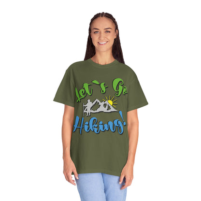 Let’s Go Hiking! Trendy Tee Adventure Mountain Hut Fun Activities Unisex Heavy Cotton T-Shirt