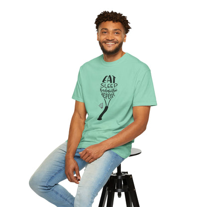 Eat Sleep Badminton Repeat Stay Active Motivation Tee Winning Attitude Sports Dedication Shuttlecock Addiction Unisex Heavy Cotton T-Shirt