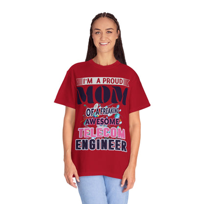 Proud Mom Telecom Engineer Mobile Technology Signal Processing Digital Communication Radio Frequencies Unisex Heavy Cotton T-Shirt
