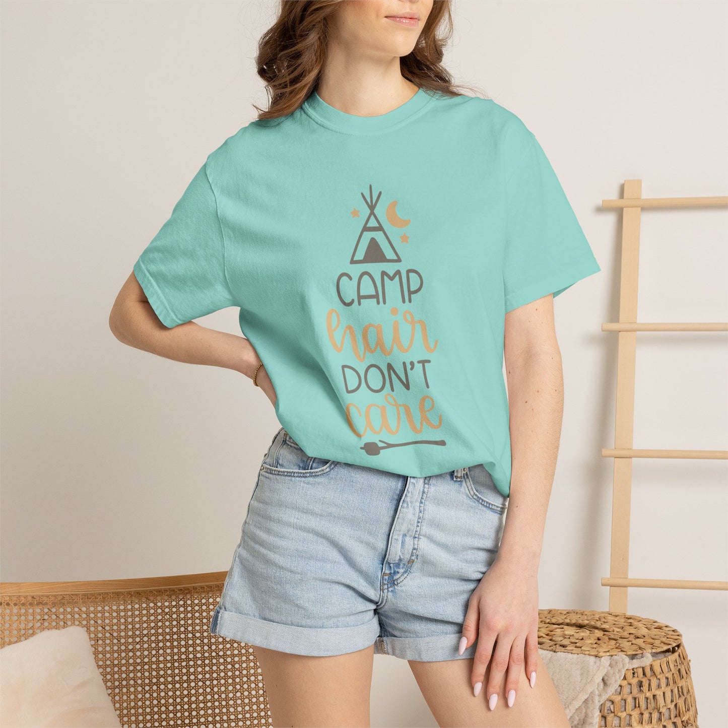 Camp Hair Don’t Care Adventure Mountain Tee Fun Activities Unisex Heavy Cotton T-Shirt