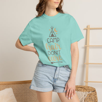 Camp Hair Don’t Care Adventure Mountain Tee Fun Activities Unisex Heavy Cotton T-Shirt
