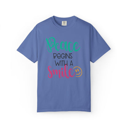Peace Begins With A Smile Kindness Heartfelt Compliments Tee Thoughtful Gestures Love-Inspiration Unisex Heavy Cotton T-Shirt
