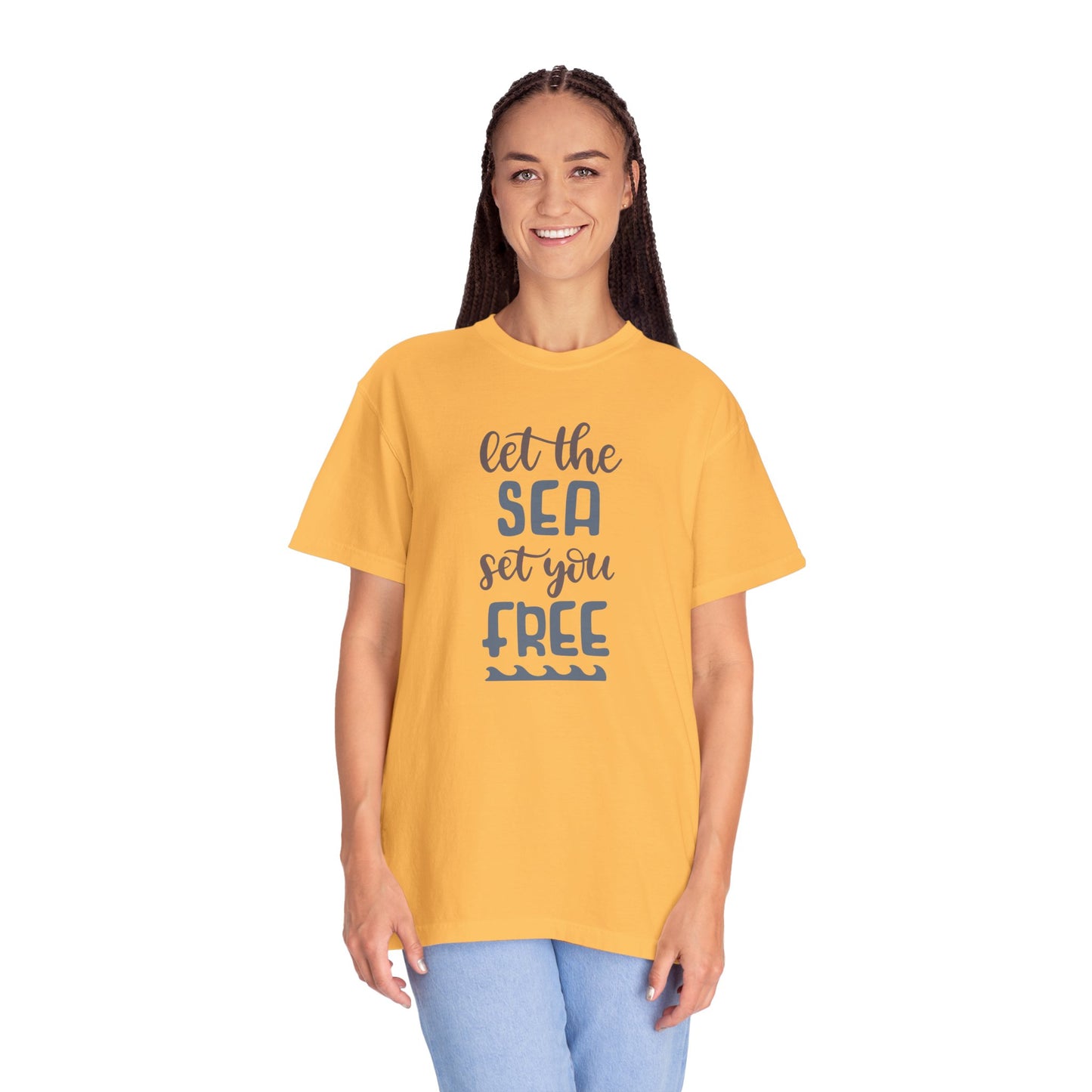 Let The Sea Set You Free Summer Tee Sunshine Days Ice Cream Camping Beachcombing Unisex Heavy Cotton T-Shirt