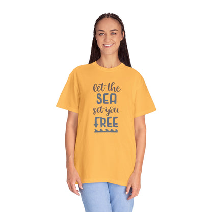 Let The Sea Set You Free Summer Tee Sunshine Days Ice Cream Camping Beachcombing Unisex Heavy Cotton T-Shirt