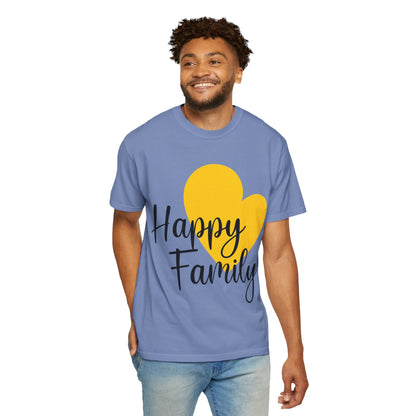 Happy Family Peaceful Paradise Tee Cherished Space Heartfelt Haven Unisex Heavy Cotton T-Shirt