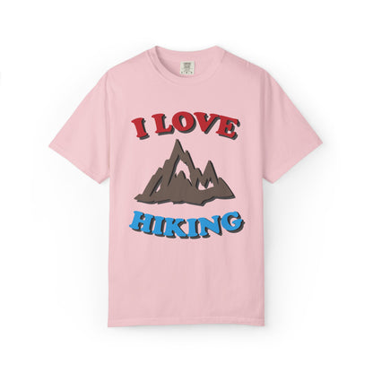 I Love Hiking Trendy Tee Adventure Mountain Hut Belays Ropes Fun Activities Unisex Heavy Cotton T-Shirt