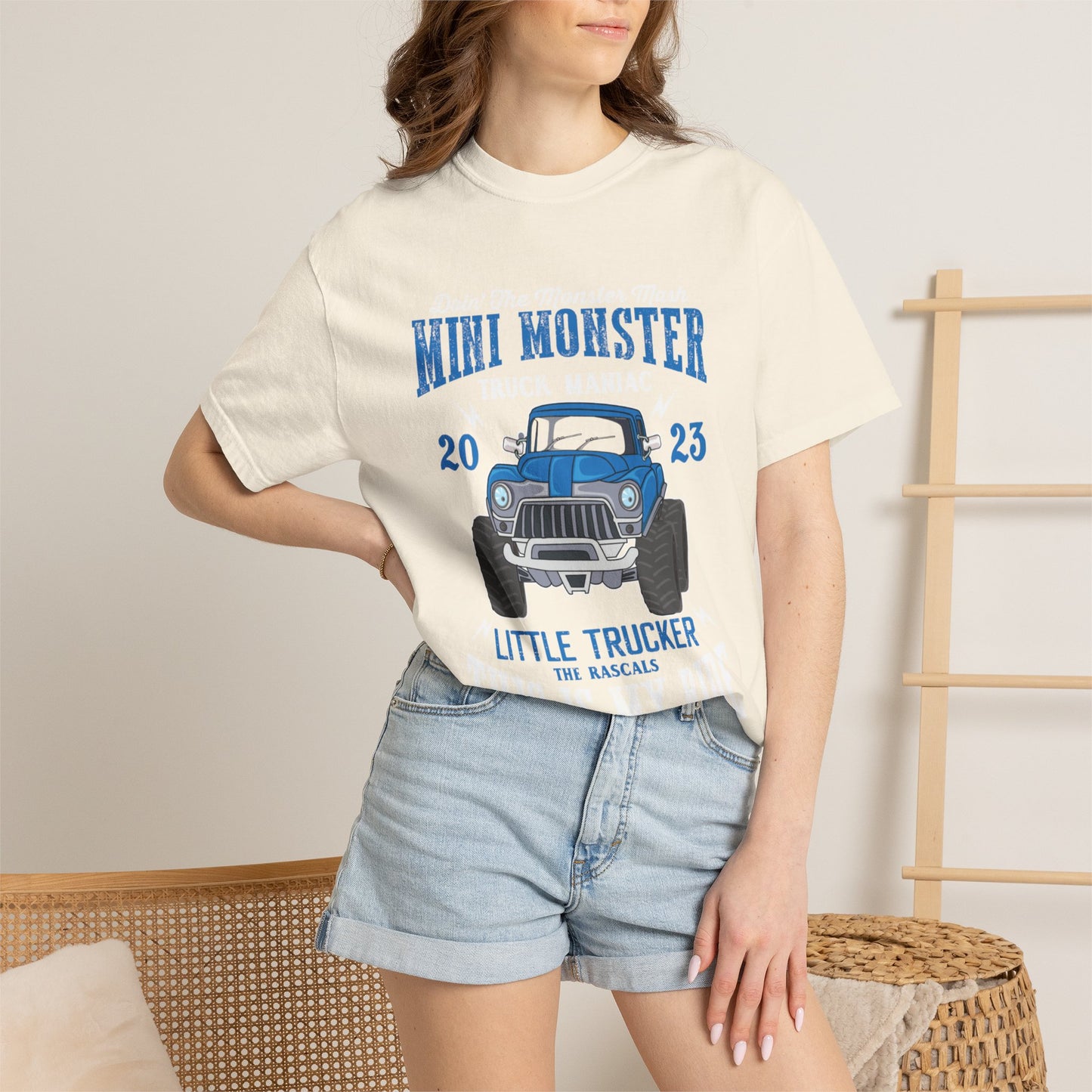 Funny Mini Monster Truck Manic Speed Truck Power Sarcastic Extreme Adventure Four-Wheel Drive Unisex Heavy Cotton T-Shirt