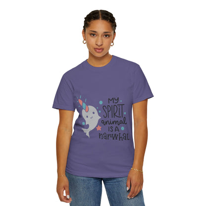My Spirit Animal Is a Narwhal Unicorn Of The Sea Tusk Tee Inuit Culture Migration Unisex Heavy Cotton T-Shirt