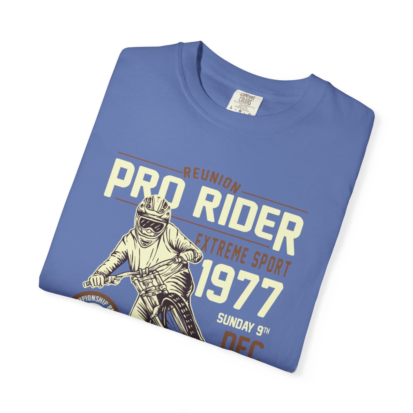 Vintage Reunion Pro Rider Extreme Sport 1977 Free Style Retro Bicycle Two Wheeled Adventure Unisex Heavy Cotton T-Shirt