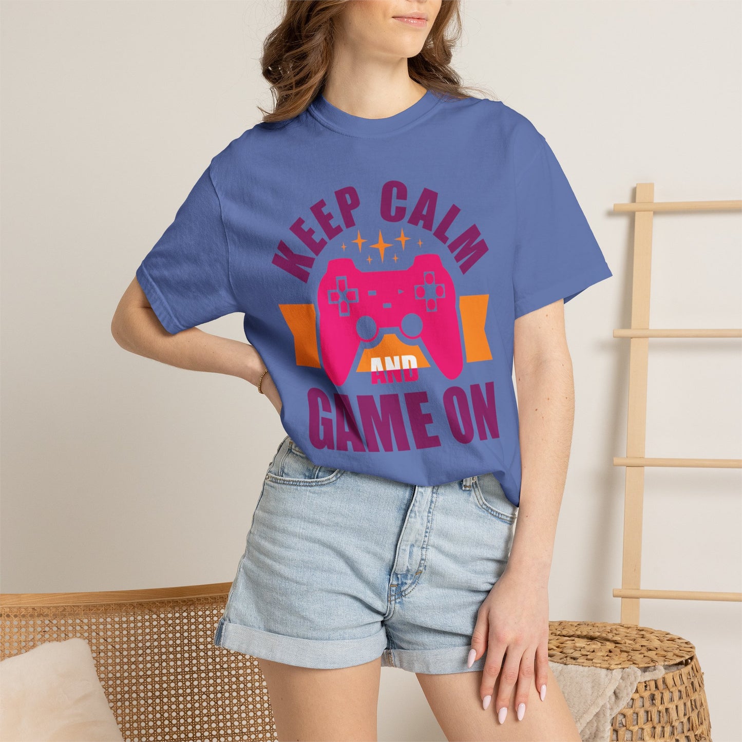 Inspirational Keep Calm And Game On Pro Gamer Skills Gaming Mindset Gaming Community Gaming Console Unisex Heavy Cotton T-Shirt