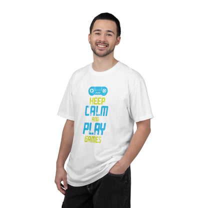 Funny Keep Calm And Play Games Pro Gamer Skills Gaming Mindset Sarcastic Gameplay Optimization Unisex Heavy Cotton T-Shirt