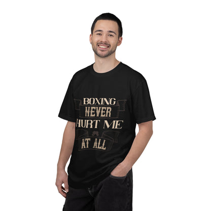 Motivational Boxing Never Hurt Me At All Enthusiasm Focus Fearless Strength Unisex Heavy Cotton T-Shirt