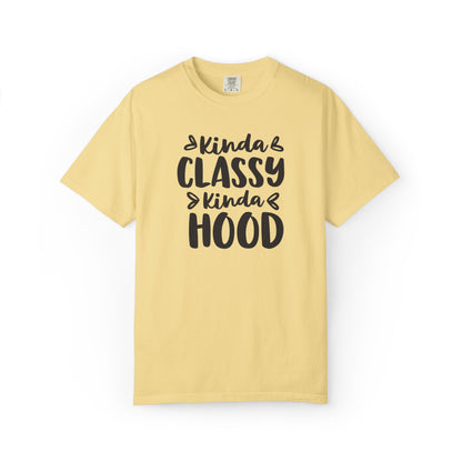 Kinda Classy Kinda Hood Street Style Tee High-Low Fashion Versatile Style Classy Attitude Unisex Heavy Cotton T-Shirt