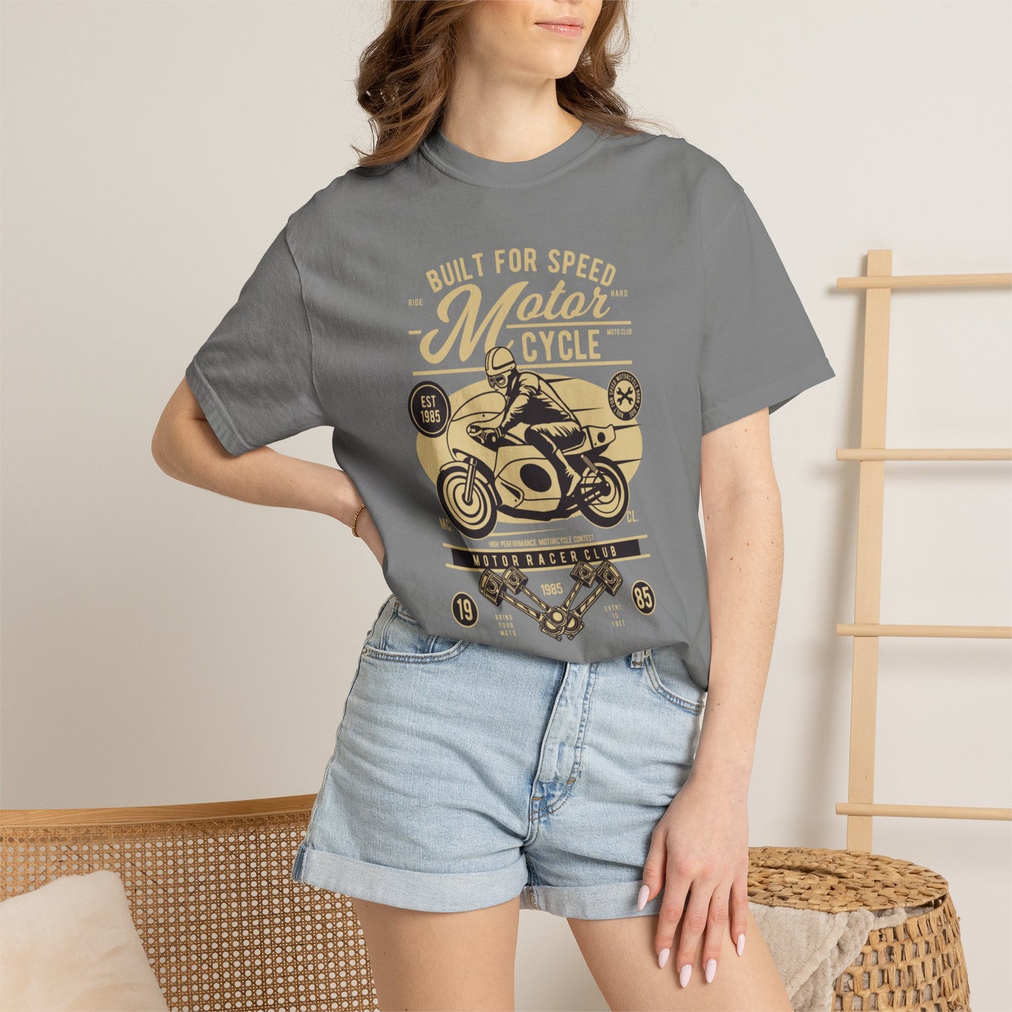 Built For Speed Motorcycle Custom Engine Club Motorbike Lovers Trendy Tee High-speed Rider Adventure Racer Unisex Heavy Cotton T-Shirt