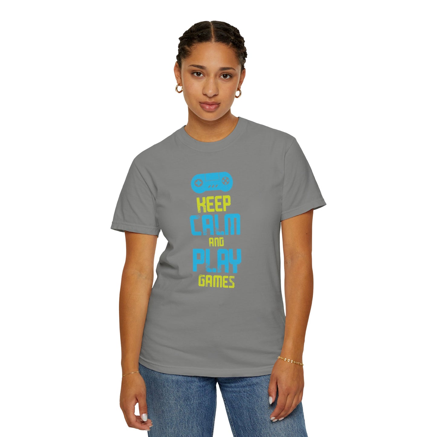Funny Keep Calm And Play Games Pro Gamer Skills Gaming Mindset Sarcastic Gameplay Optimization Unisex Heavy Cotton T-Shirt
