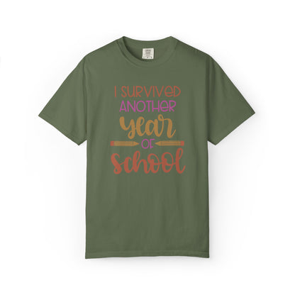 I Survived Another Year Of School Action Goal Setting Achievement Tee Self-Improvement Motivation Unisex Heavy Cotton T-Shirt