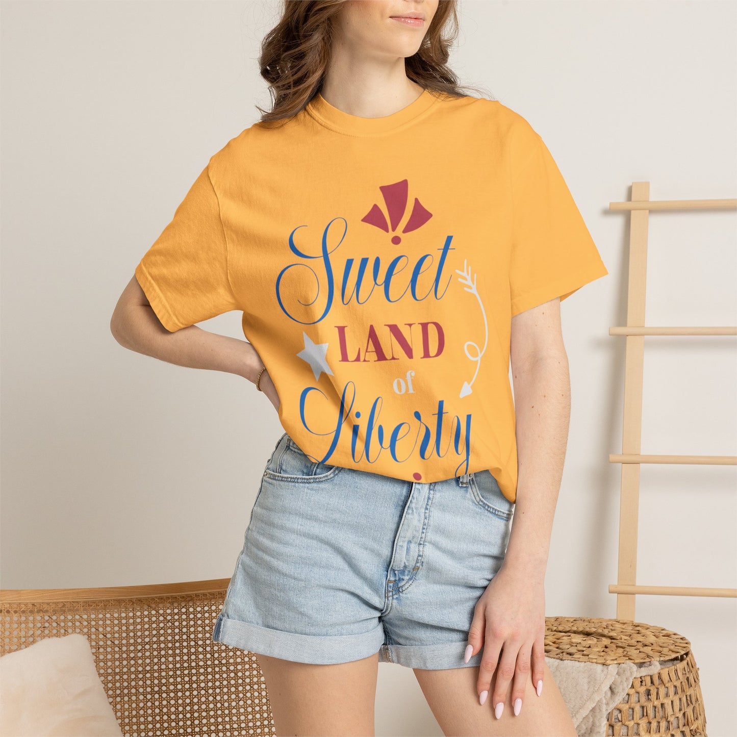 Sweet Land Of Liberty Equality American Values Country Love USA Flag Patriotic Tee Loyalty Fairness Unity Unisex Heavy Cotton T-Shirt