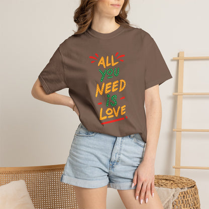 All You Need Is Love T-Shirt — Retro Handwritten Love Graphic Unisex Heavy Cotton T-Shirt