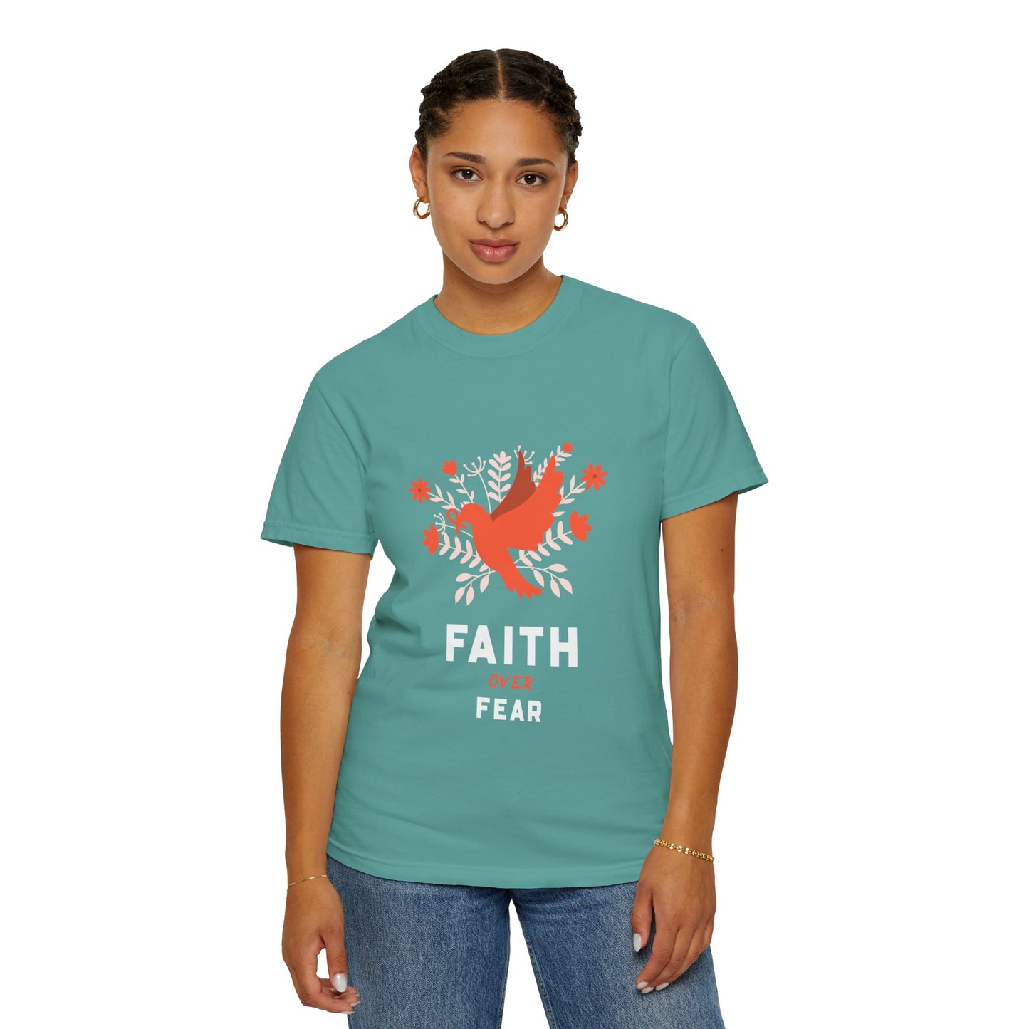 Faith Over Fear Stop Wishing Start Doing Action Goal Setting Modern Tee Achievement Self-Improvement Unisex Heavy Cotton T-Shirt