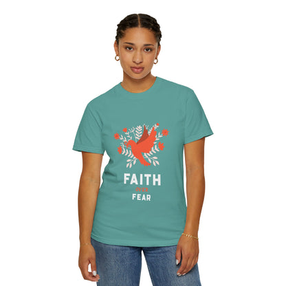 Faith Over Fear Stop Wishing Start Doing Action Goal Setting Modern Tee Achievement Self-Improvement Unisex Heavy Cotton T-Shirt