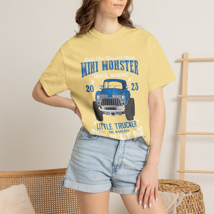 Funny Mini Monster Truck Manic Speed Truck Power Sarcastic Extreme Adventure Four-Wheel Drive Unisex Heavy Cotton T-Shirt