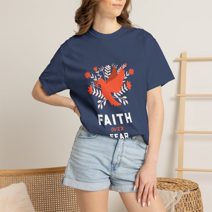 Faith Over Fear Stop Wishing Start Doing Action Goal Setting Modern Tee Achievement Self-Improvement Unisex Heavy Cotton T-Shirt