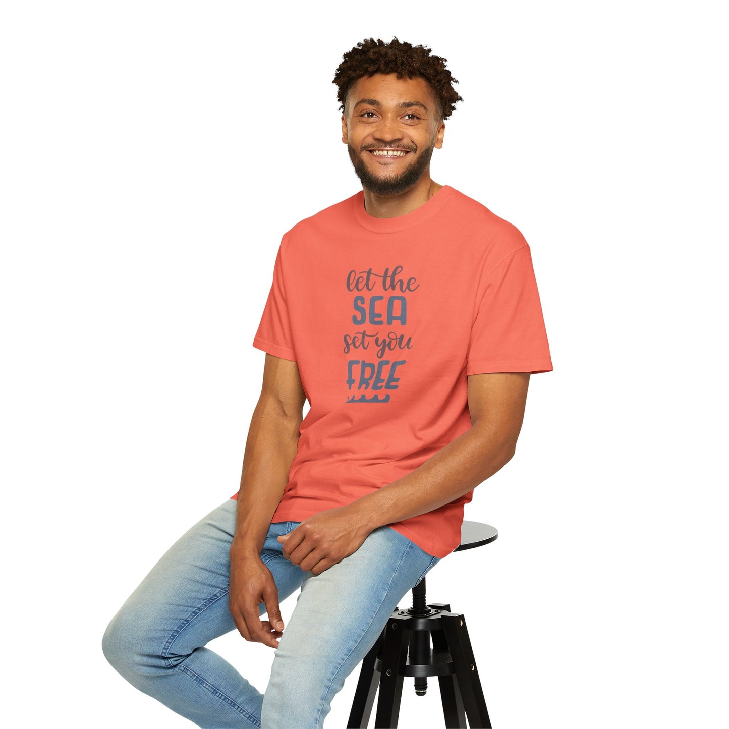 Let The Sea Set You Free Summer Tee Sunshine Days Ice Cream Camping Beachcombing Unisex Heavy Cotton T-Shirt