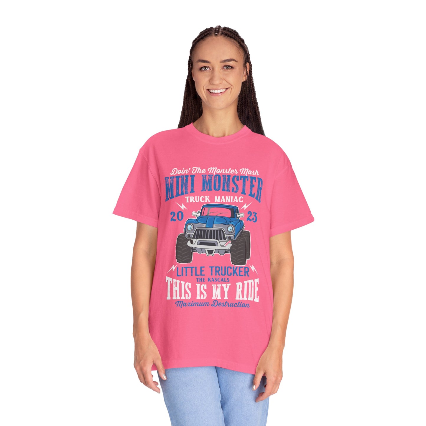 Funny Mini Monster Truck Manic Speed Truck Power Sarcastic Extreme Adventure Four-Wheel Drive Unisex Heavy Cotton T-Shirt