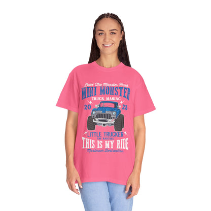 Funny Mini Monster Truck Manic Speed Truck Power Sarcastic Extreme Adventure Four-Wheel Drive Unisex Heavy Cotton T-Shirt
