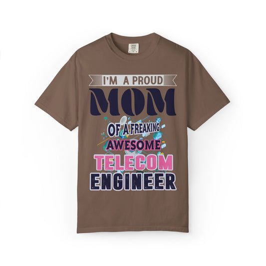 Proud Mom Telecom Engineer Mobile Technology Signal Processing Digital Communication Radio Frequencies Unisex Heavy Cotton T-Shirt