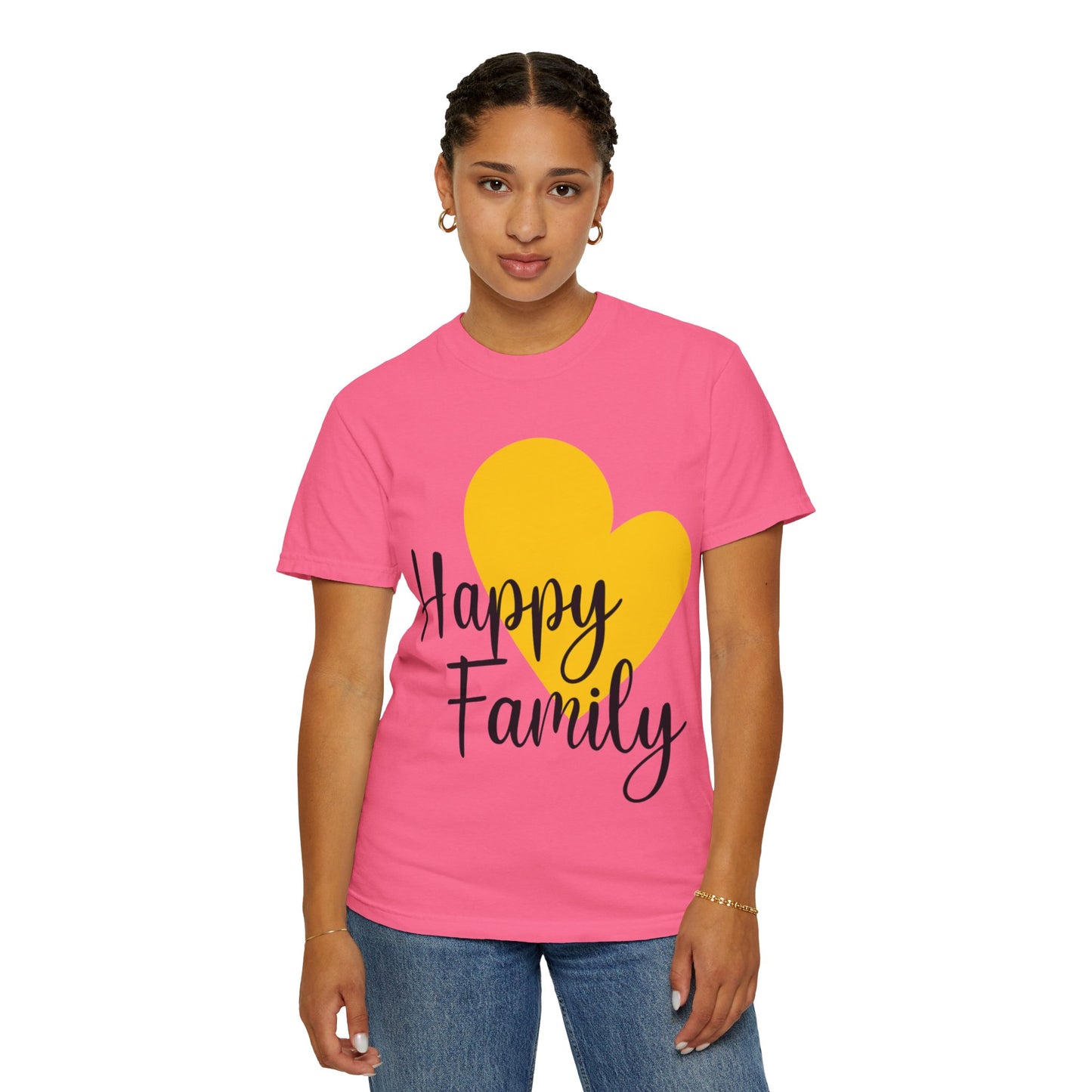 Happy Family Peaceful Paradise Tee Cherished Space Heartfelt Haven Unisex Heavy Cotton T-Shirt