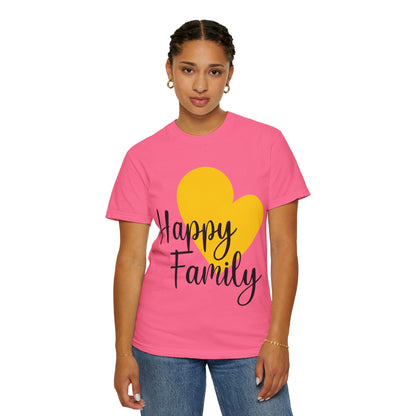 Happy Family Peaceful Paradise Tee Cherished Space Heartfelt Haven Unisex Heavy Cotton T-Shirt