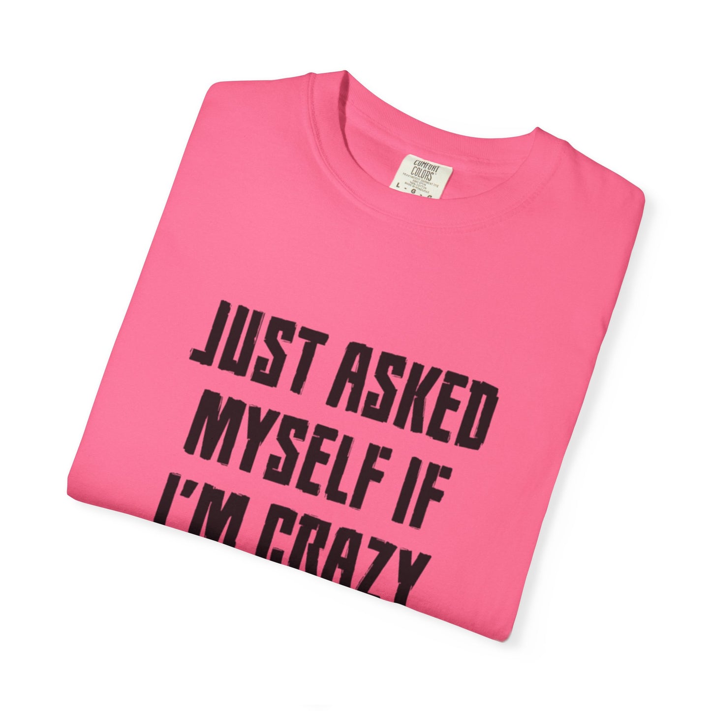 Just Asked Myself If I’M Crazy We Said No Funny Tee Self-Doubt Humourous Mental Stability Sarcastic Unisex Heavy Cotton T-Shirt