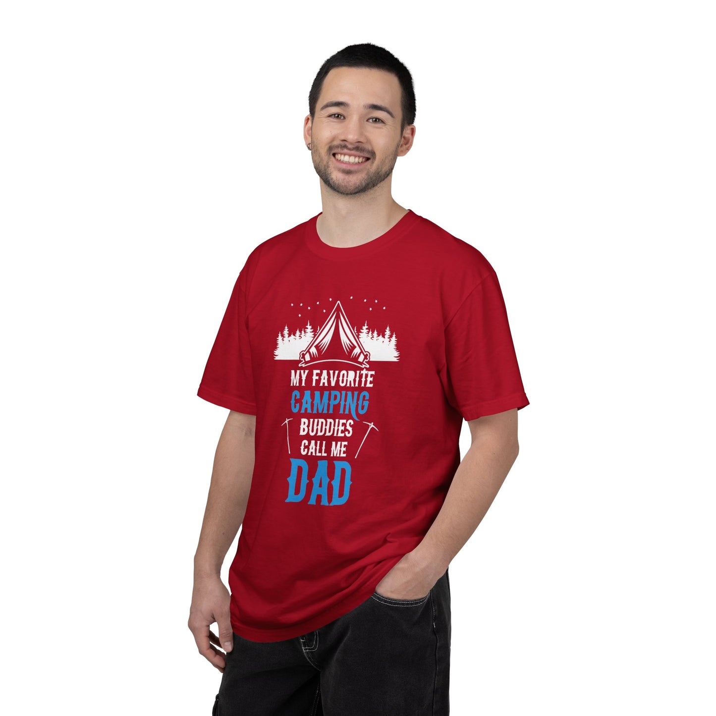 Funny My Favorite Camping Buddies Call Me Dad Sarcastic Adventure Mountains Hiking Stars Unisex Heavy Cotton T-Shirt