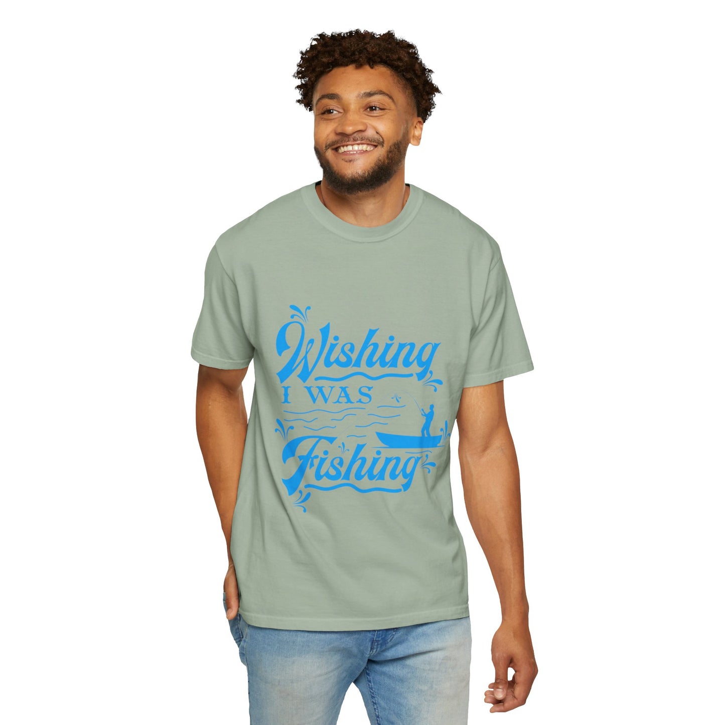 Funny Wishing I Was Fishing Catch and Release Unconditional Love Fishing Boat  Fishing Rod Sarcastic Adventure Unisex Heavy Cotton T-Shirt