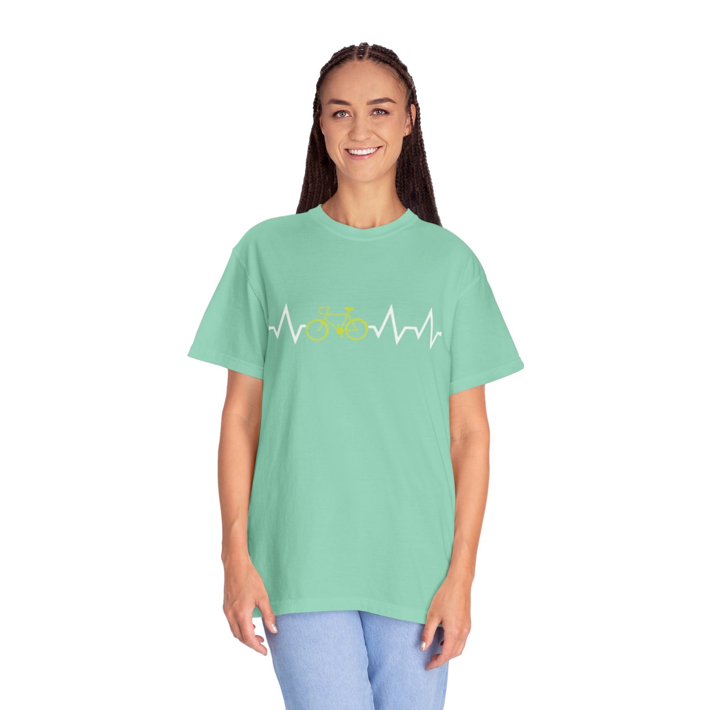 Funny Cycle Heart Beat Cycle Enthusiasm Pedal power Sarcastic Two Wheeled Adventures Unisex Heavy Cotton T-Shirt