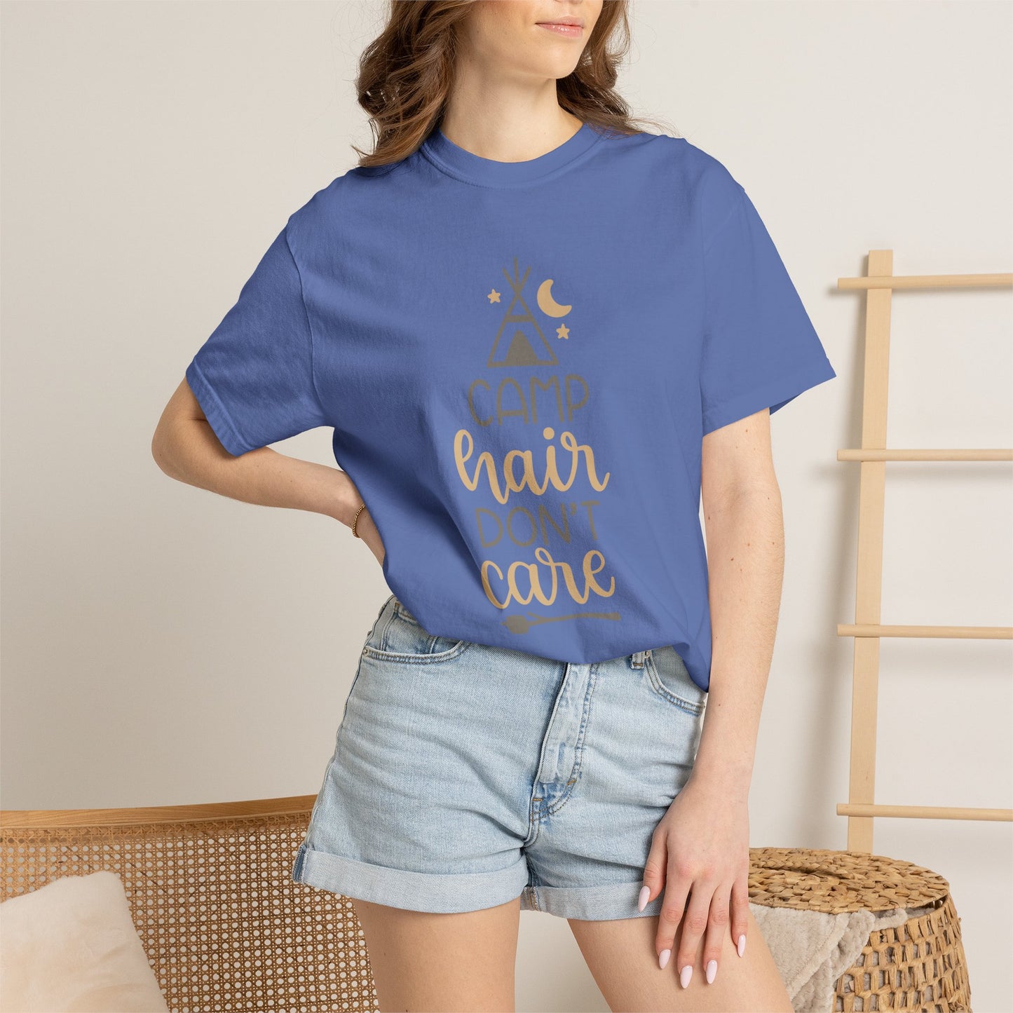 Camp Hair Don’t Care Adventure Mountain Tee Fun Activities Unisex Heavy Cotton T-Shirt