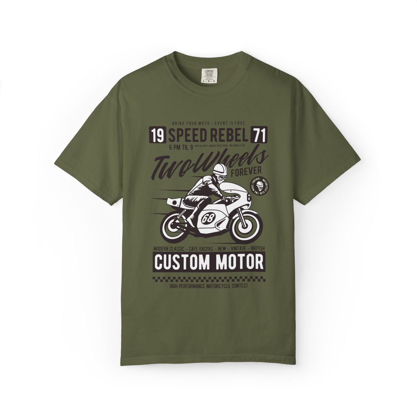 Speed Rebel Two Wheels Custom Engine Club Motorbike Lovers Trendy Tee High-speed Rider Adventure Racer Unisex Heavy Cotton T-Shirt
