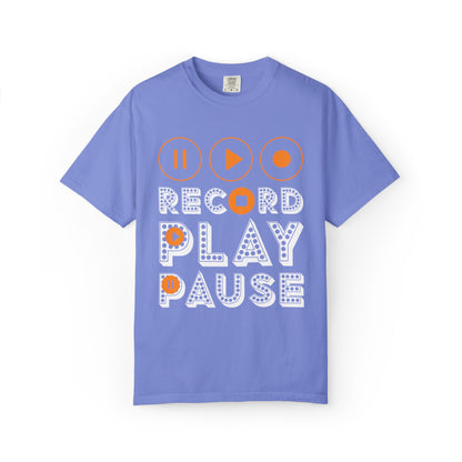 Thrilling Record Play Pause Playback Actions Sound Management Audio Functions Unisex Heavy Cotton T-Shirt